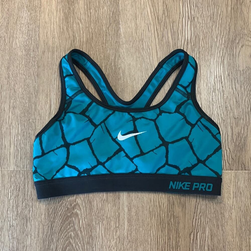 Nike Pro Sports Bra Teal Giraffe Print Size Small Athletic Medium Impact